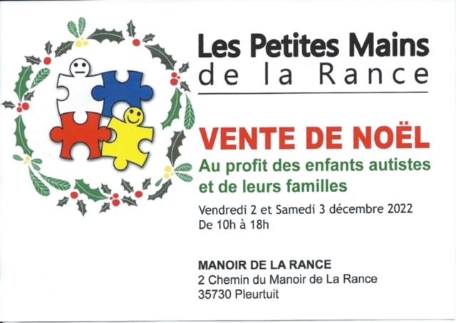 Les Petites Mains de la Rance organisent les 2 et 3 décembre 2023 une vente au profit de l’autisme